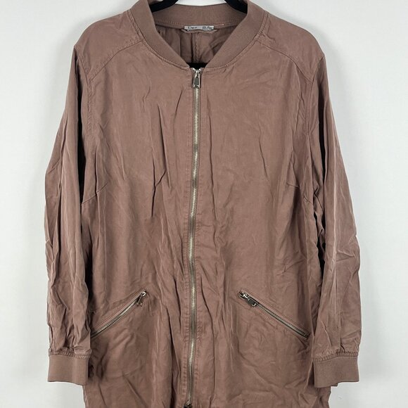 DEX Windbreaker Jacket Size 2X Pink Long Sleeve Full Zip Band Collar Pockets - Picture 1 of 9